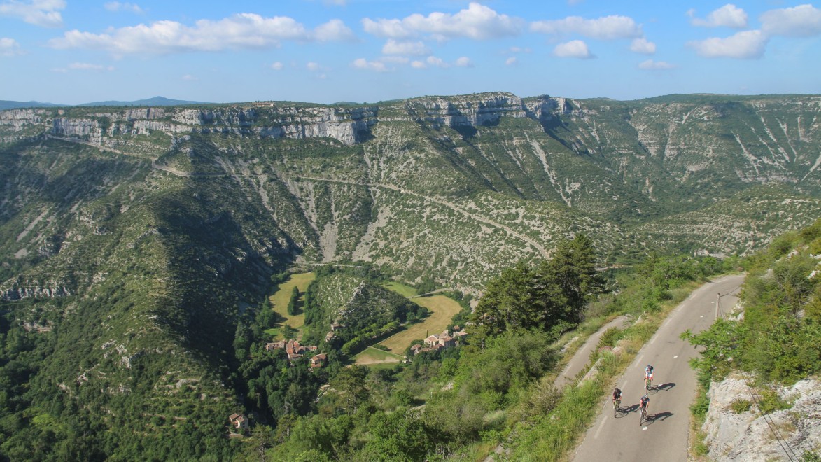 The beautiful view on the impressive Cirque de Navaçelle, a dream for each road cyclist