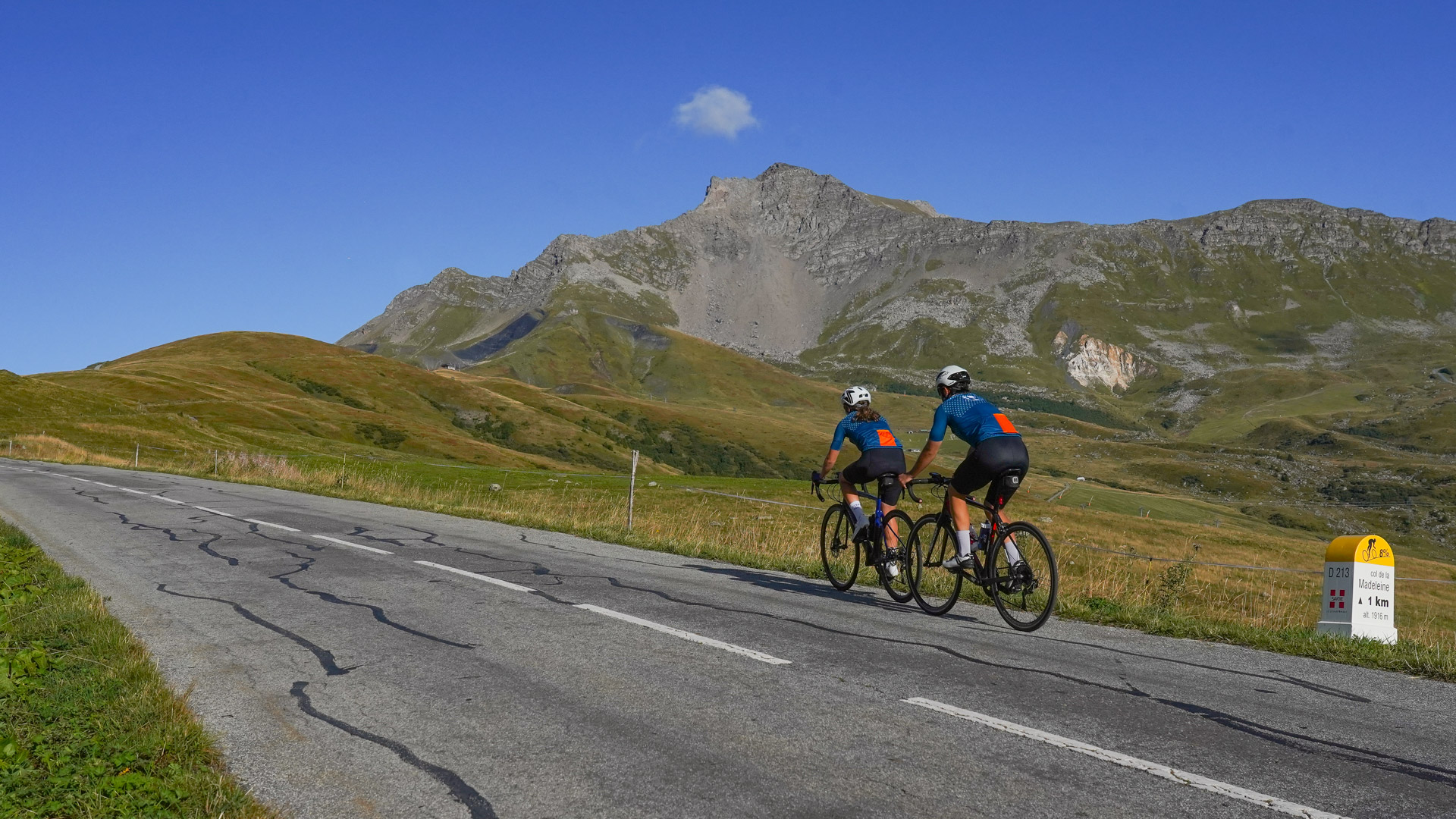 Climbing the col de la Madeleine, legendary pass of the Tour de France.
