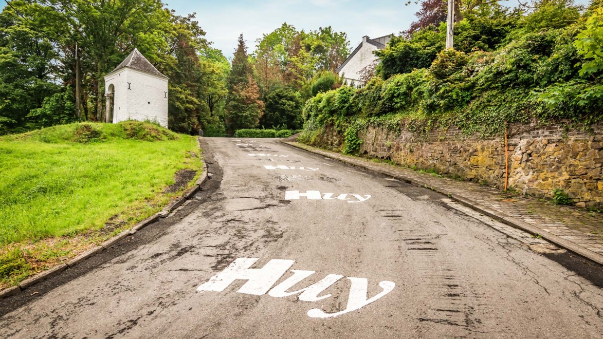 climbing the unfamous Mur de Huy in Belgium Wallonia